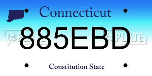 885EBD Connecticut License Plate