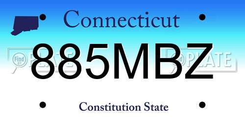 885MBZ Connecticut License Plate