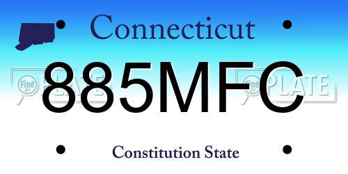 885MFC Connecticut License Plate