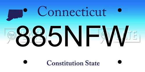 885NFW Connecticut License Plate