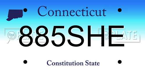 885SHE Connecticut License Plate