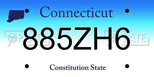 885ZH6 Connecticut License Plate