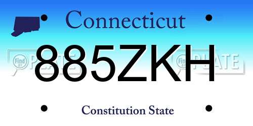 885ZKH Connecticut License Plate