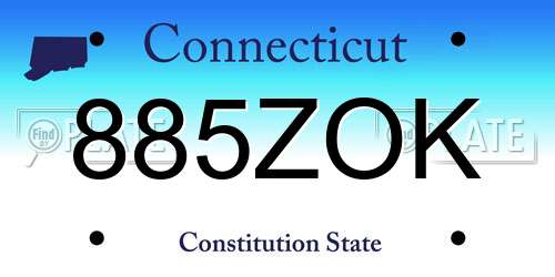 885ZOK Connecticut License Plate