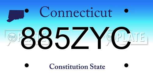 885ZYC Connecticut License Plate