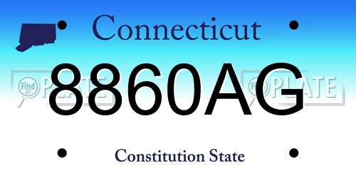 8860AG Connecticut License Plate