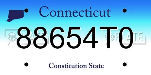 88654T0 Connecticut License Plate