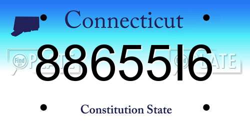 88655I6 Connecticut License Plate