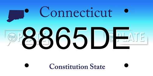8865DE Connecticut License Plate