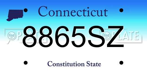 8865SZ Connecticut License Plate