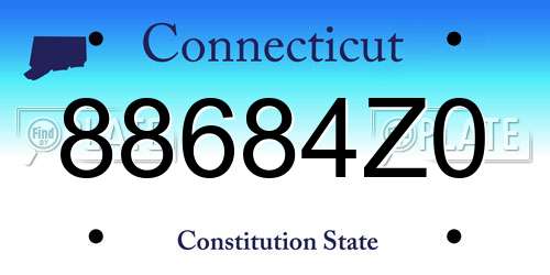 88684Z0 Connecticut License Plate