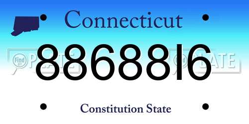 88688I6 Connecticut License Plate