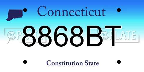 8868BT Connecticut License Plate