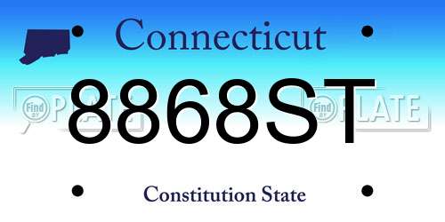 8868ST Connecticut License Plate