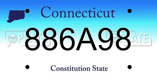 886A98 Connecticut License Plate