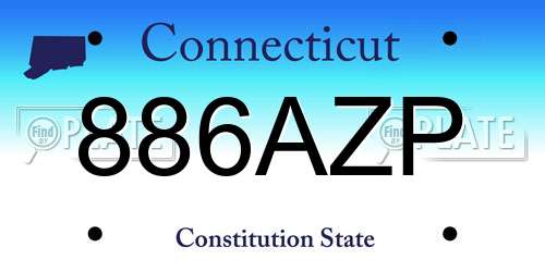 886AZP Connecticut License Plate