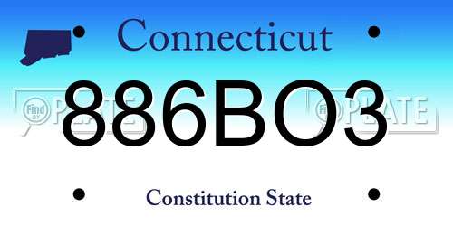 886BO3 Connecticut License Plate