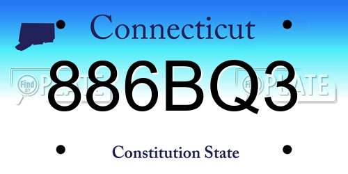 886BQ3 Connecticut License Plate