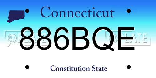 886BQE Connecticut License Plate