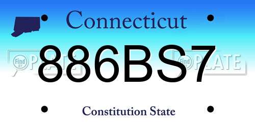 886BS7 Connecticut License Plate