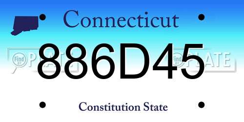 886D45 Connecticut License Plate