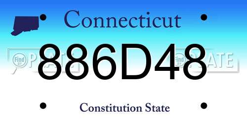 886D48 Connecticut License Plate