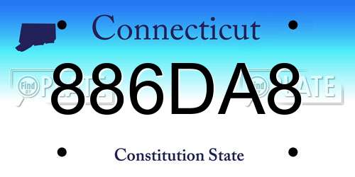 886DA8 Connecticut License Plate