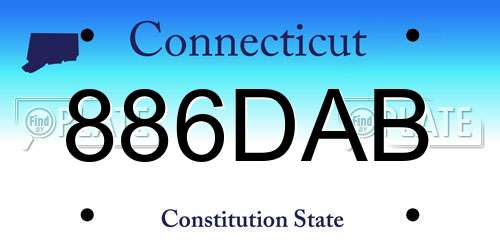886DAB Connecticut License Plate