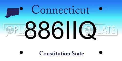 886IIQ Connecticut License Plate