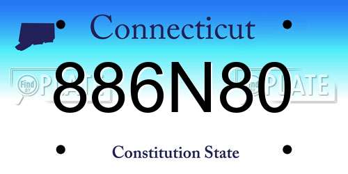 886N80 Connecticut License Plate