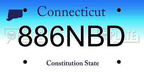 886NBD Connecticut License Plate