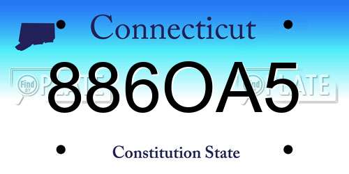 886OA5 Connecticut License Plate