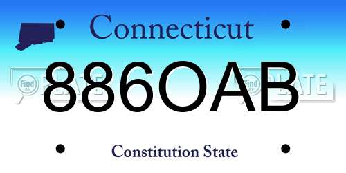 886OAB Connecticut License Plate