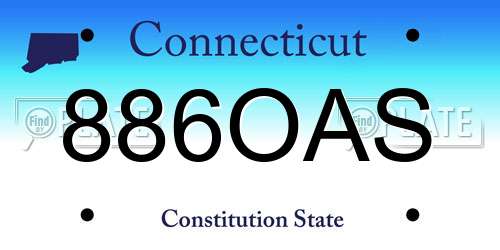 886OAS Connecticut License Plate