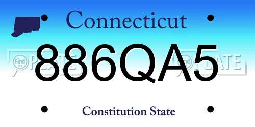 886QA5 Connecticut License Plate