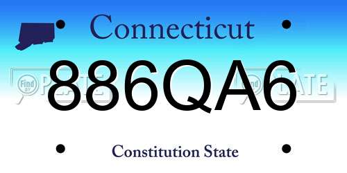 886QA6 Connecticut License Plate