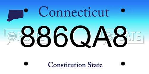 886QA8 Connecticut License Plate