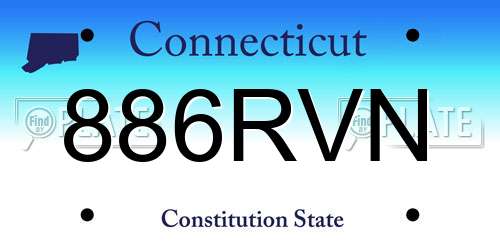 886RVN Connecticut License Plate