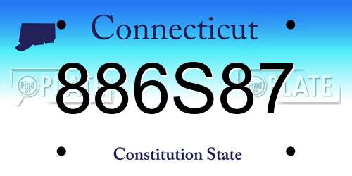 886S87 Connecticut License Plate