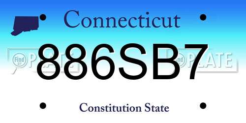 886SB7 Connecticut License Plate