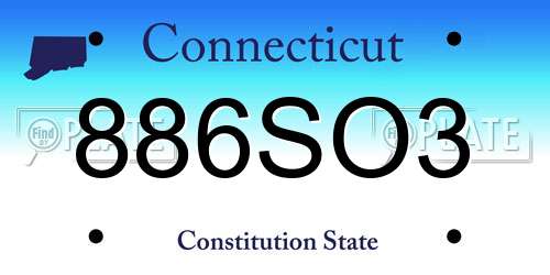 886SO3 Connecticut License Plate