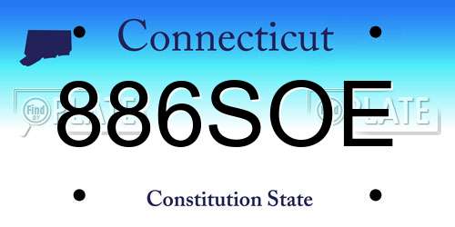 886SOE Connecticut License Plate