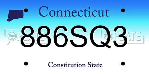886SQ3 Connecticut License Plate