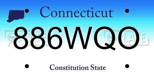 886WQO Connecticut License Plate