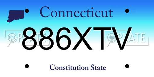 886XTV Connecticut License Plate