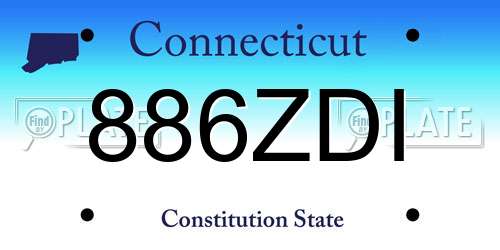 886ZDI Connecticut License Plate