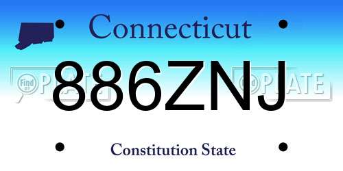 886ZNJ Connecticut License Plate
