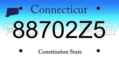 88702Z5 Connecticut License Plate