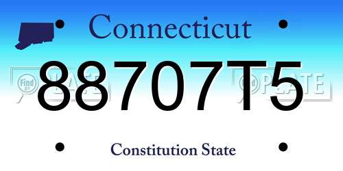 88707T5 Connecticut License Plate