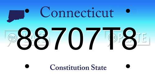 88707T8 Connecticut License Plate